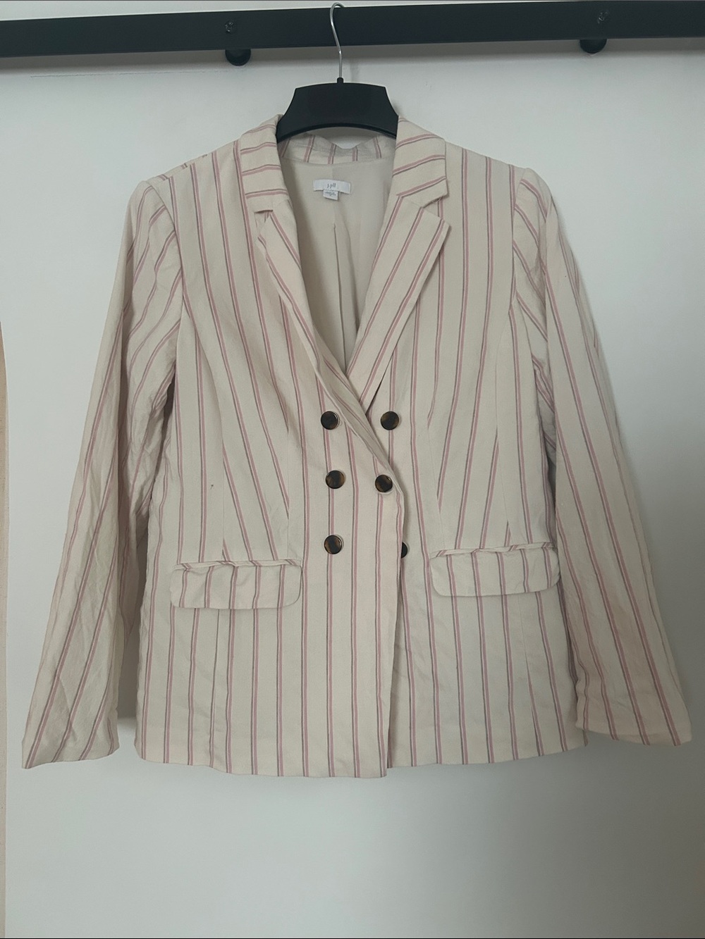 J. Jill Cream Blazer with Dusty Pink Stripes